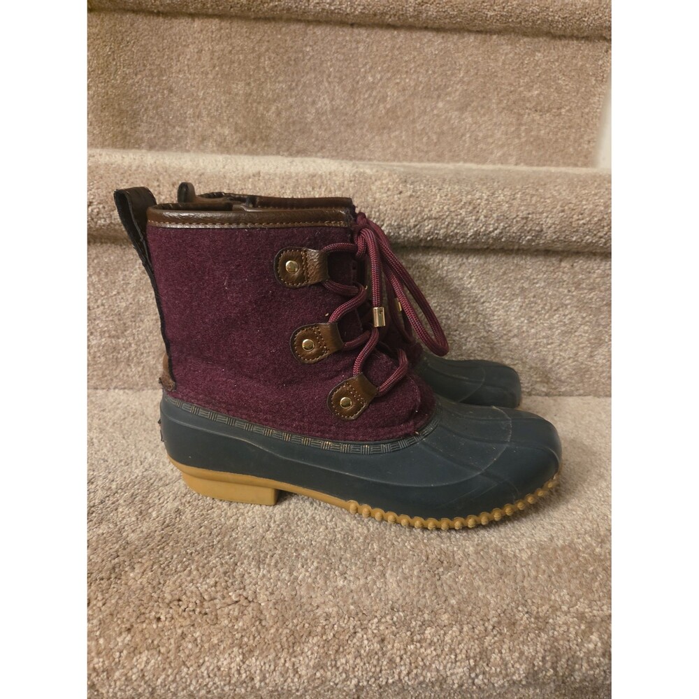 Tommy Hilfiger "Twreanna" Burgundy Rubber Duck Ankle Lace Boots Size 8